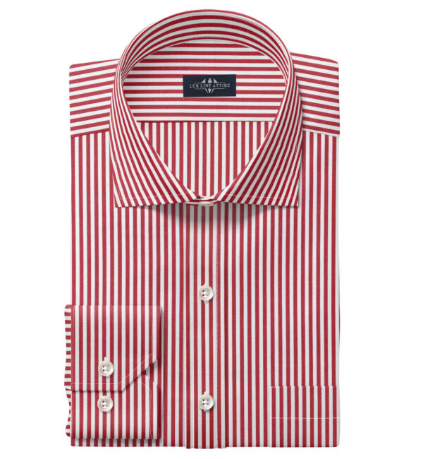 Red Stipe Weave Plane Men's Dress Shirt | Red Stipe Men Dress Shirt