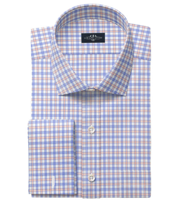 dress shirts/Men's Blue and Peach Plain