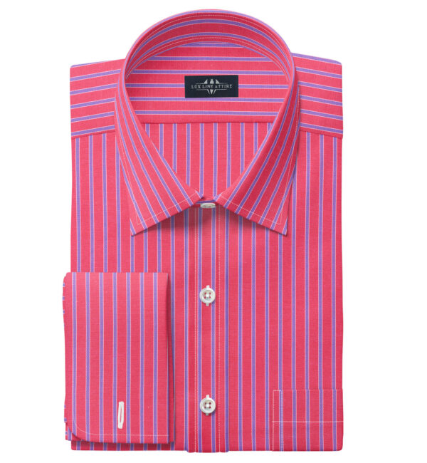 dress shirts-Men's Red and Blue Stipe