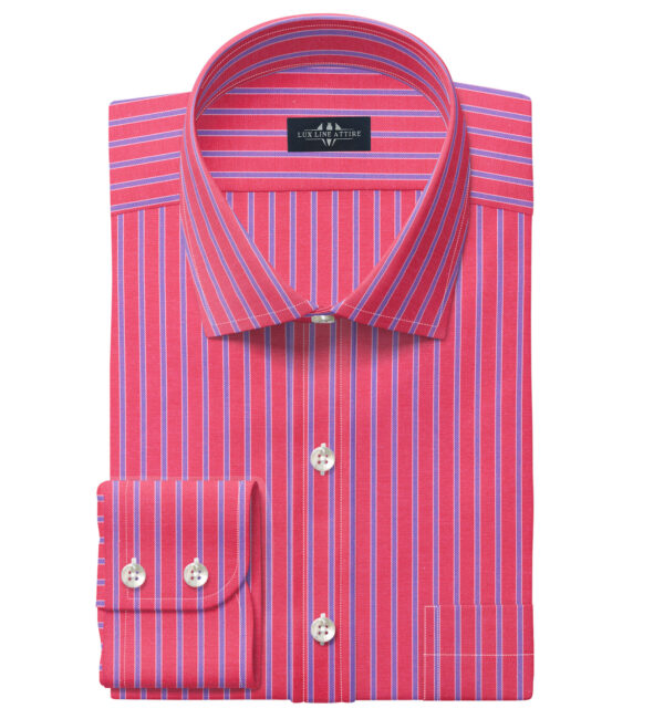 Red and Blue Stipe Men dress shirt