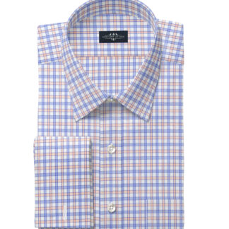 Peach and Blue Plain Men's Dress Shirt