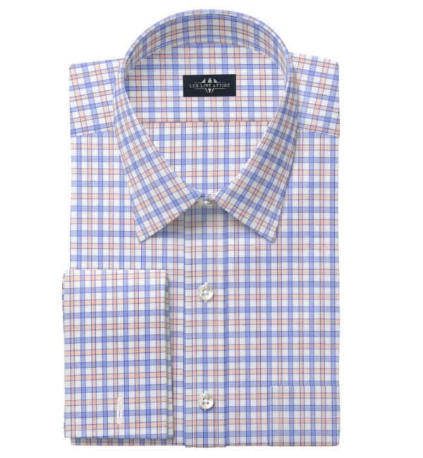 Peach and Blue Plain Men's Dress Shirt