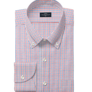 Red and Multi Gingum Men's Dress Shirt