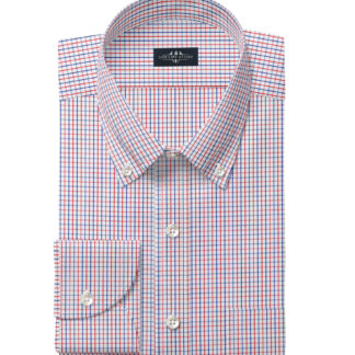 Red and Multi Gingum Men's Dress Shirt