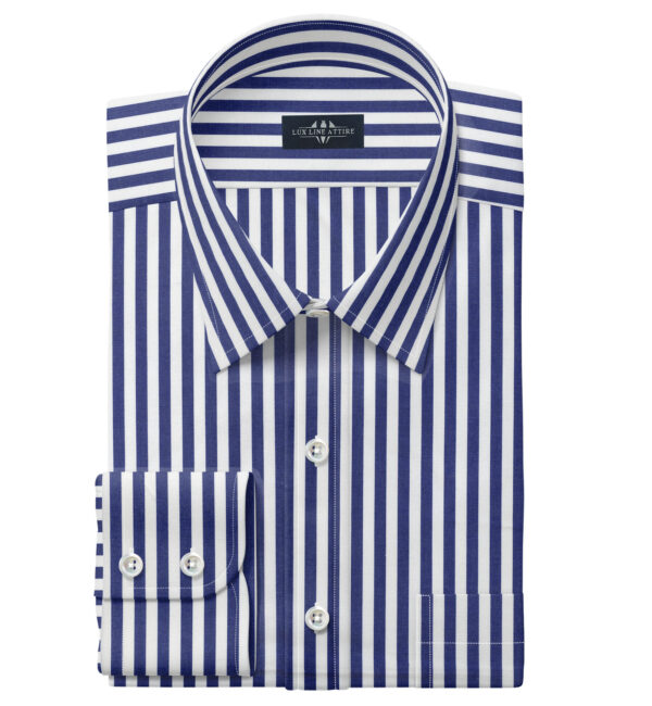 Navy Blue Stipe Men's Dress Shirt