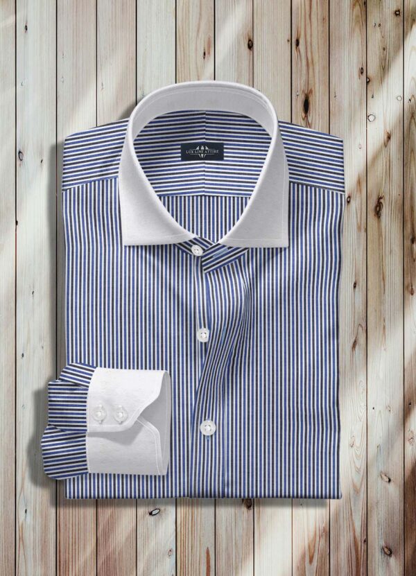 Black and Blue Stripe Dress Shirts, blue and white striped button down shirt, blue striped button down shirt, men's blue striped button down shirt, blue striped shirt with white collar, blue and white striped oxford shirt,