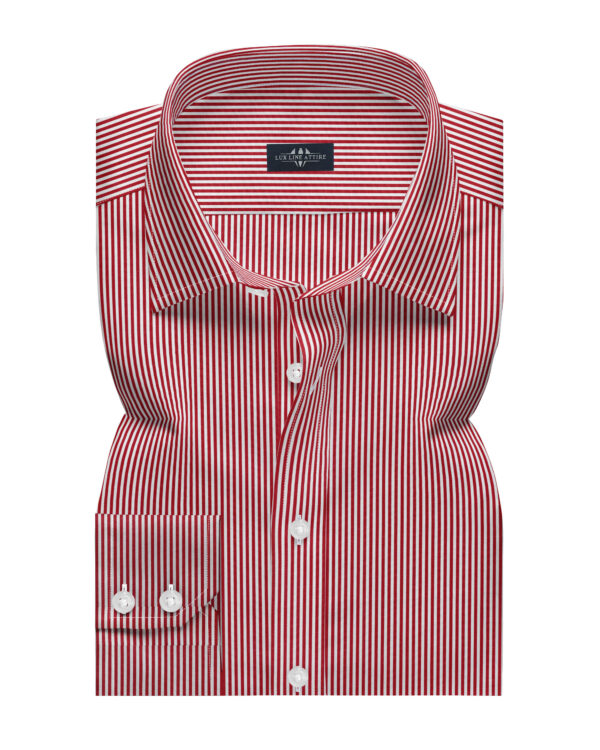 Red Stipe Weave Plain Men Dress Shirt