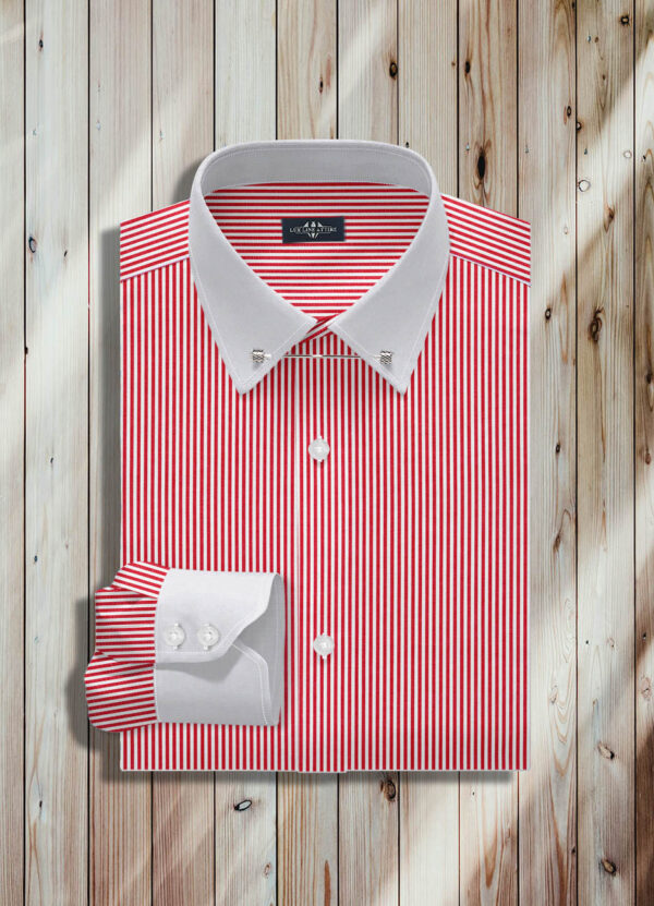 dress shirts/Red Stipe Pin Collar