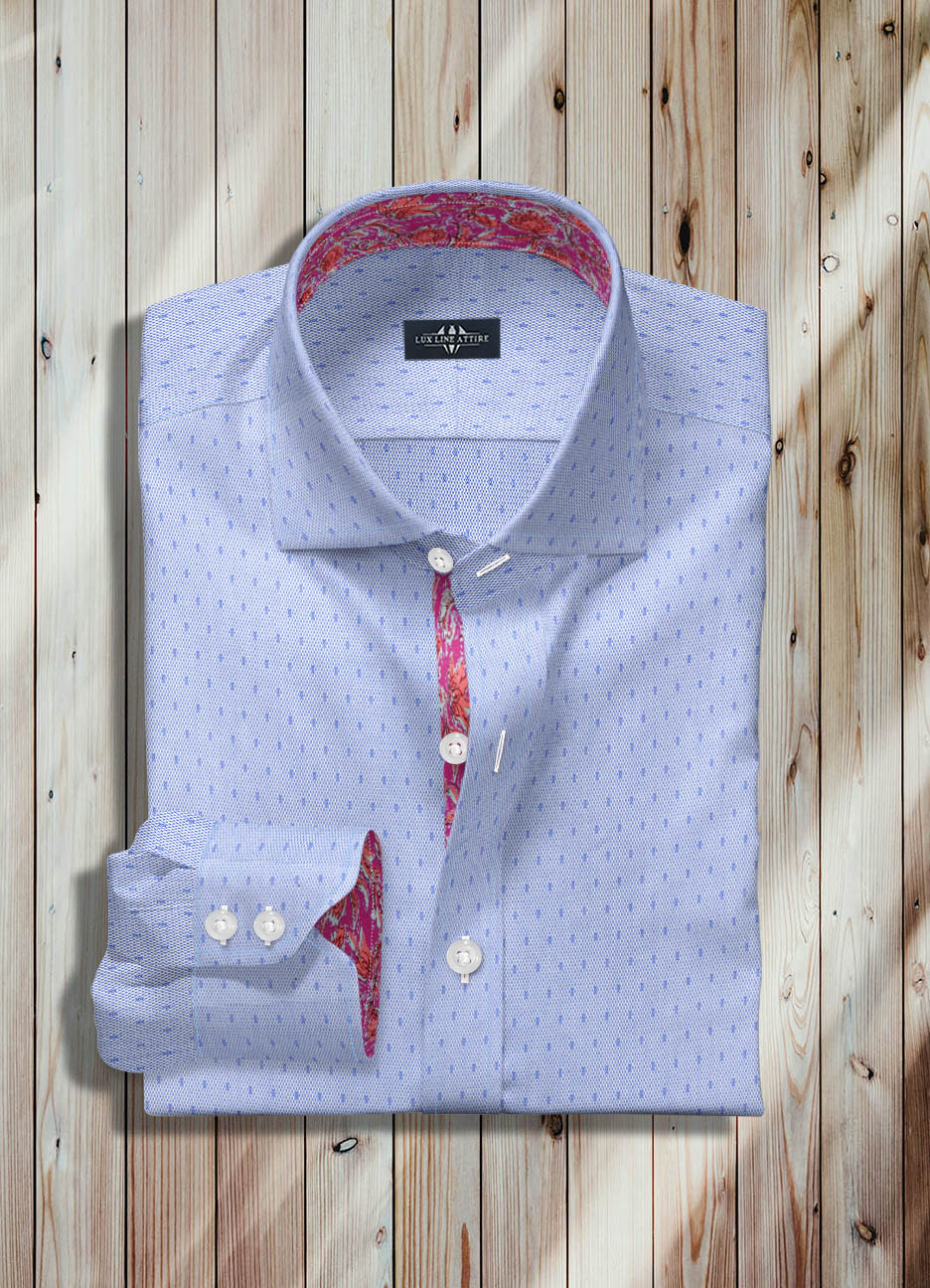 dress shirts/Blue Self Dot