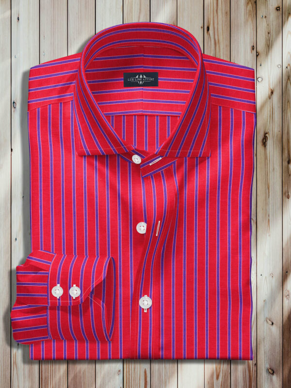 Red and Blue Stipe Men Dress Shirt