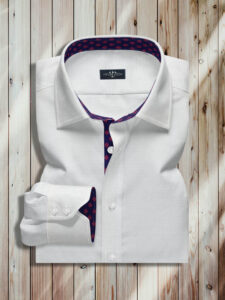 White Work Fabric, Break Resistant Buttons, Straight Medium Collar, Two Button Rounded Cuff, White Work Dress Shirt