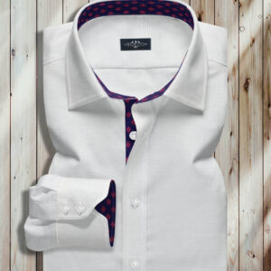 White Work Fabric, Break Resistant Buttons, Straight Medium Collar, Two Button Rounded Cuff, White Work Dress Shirt