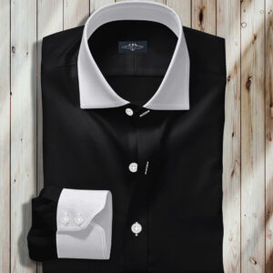 Black Dress Shirts, Royal Black Dress Shirts, Best Black Dress Shirts, White Collar and Cuffs, White Buttons